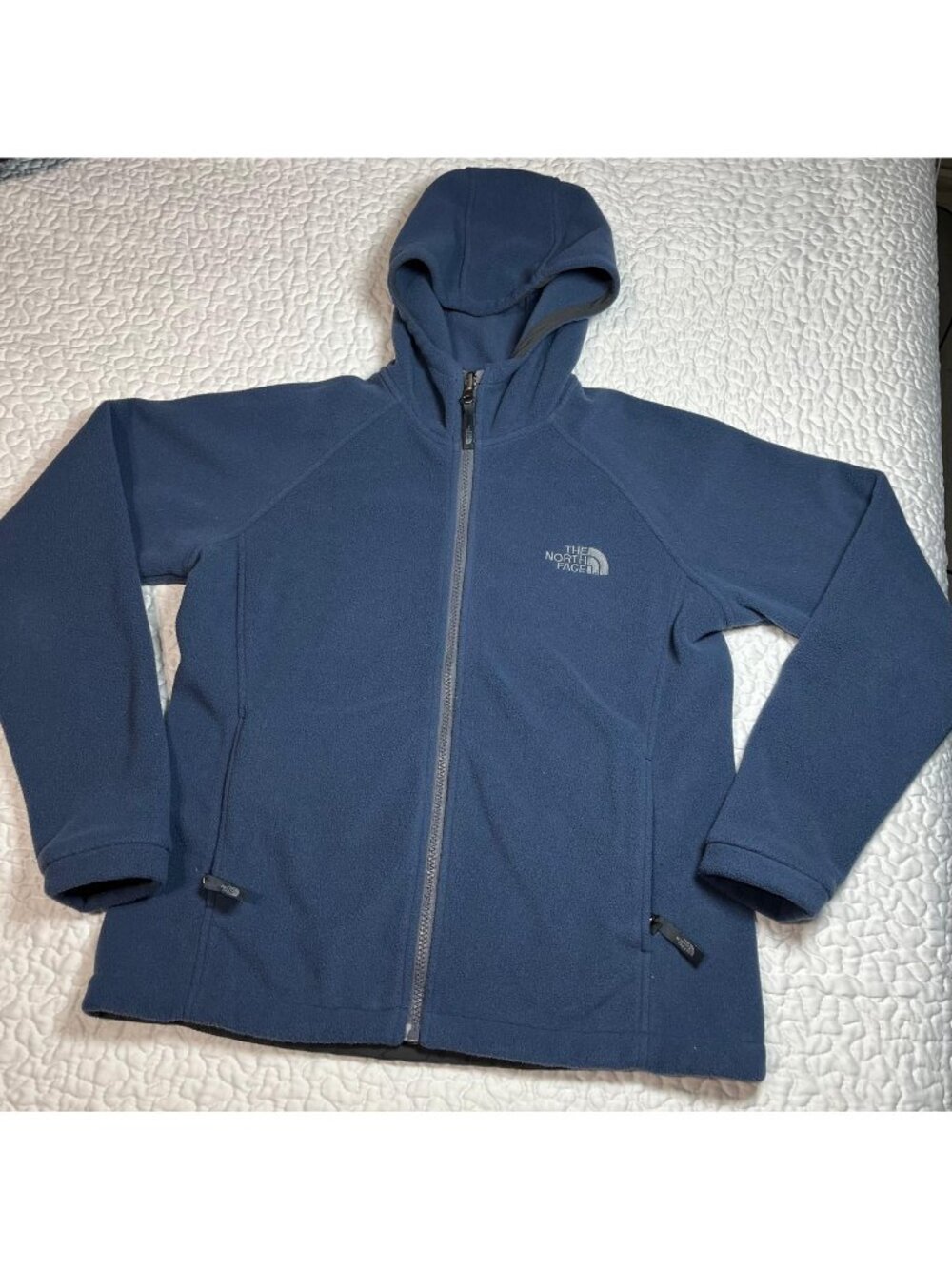 The North Face Fleece Jacket Women  M gray Windwall Full Zip Hooded Sweater Logo